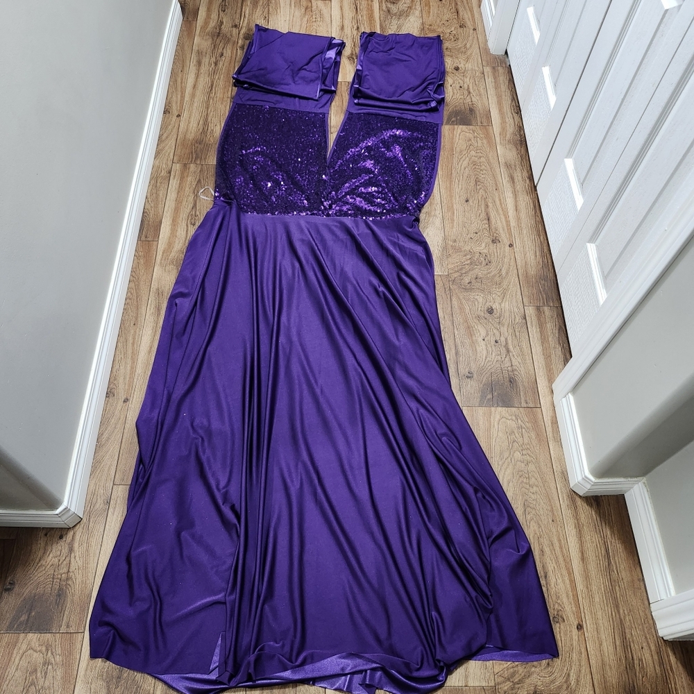 Purple sequin convertible dress 5x